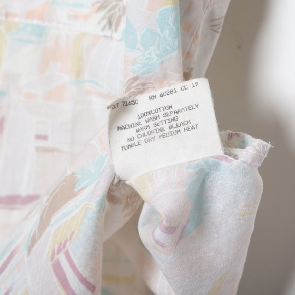 Vintage Cherokee Pastel Beach Print Button Down Top - Picture 8 of 8